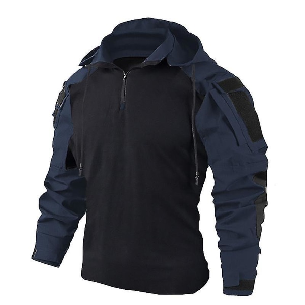 Taktisk skjorte for menn, US kamuflasje militær kamp t-skjorte Airsoft Paintball Camping Jakt Klær Navy blue XXL