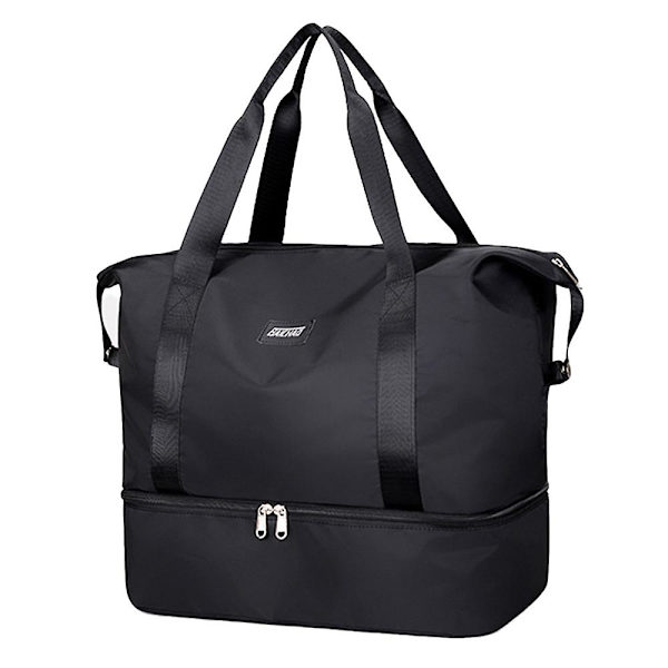 Reiseveske for damer, stor utvidbar helgeveske black