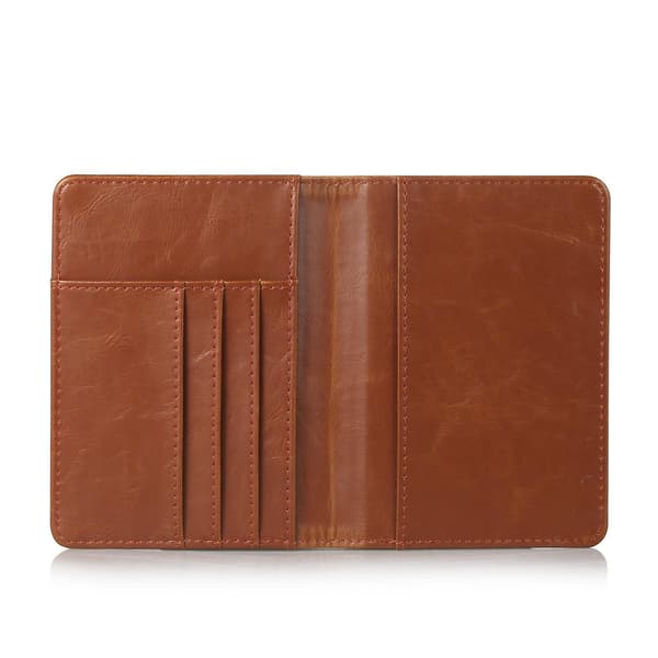Multifunksjonell PU-Lær Bi-fold Lommebok Deksel Etui Passholder Brown