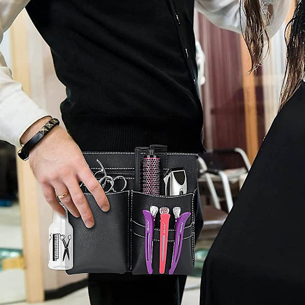 Saxväska, Barber PU Läder Midjeväska, Professionell Frisörsax Kam Holster