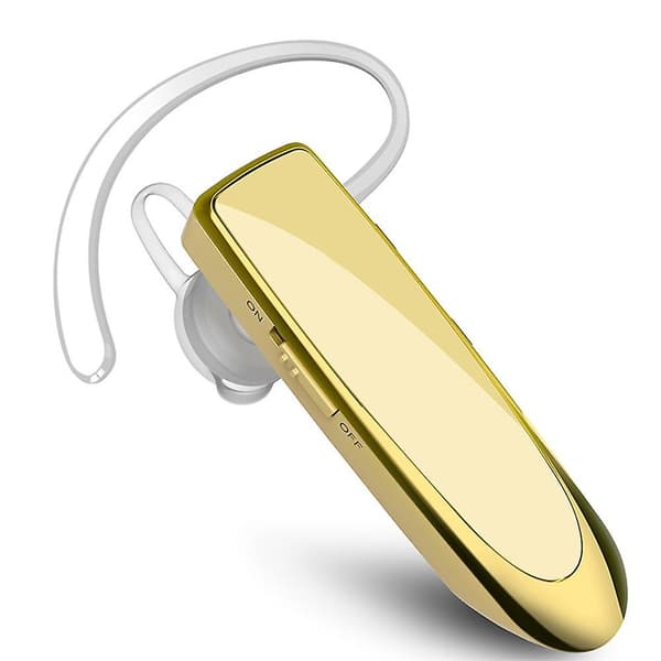 Bluetooth Headset V4.1 Trådløst Håndfrit Headset 24 timers kørsel Headset 30 dages standbytid med støjreducerende mikrofon Headsetetui til iPhone Android Gold