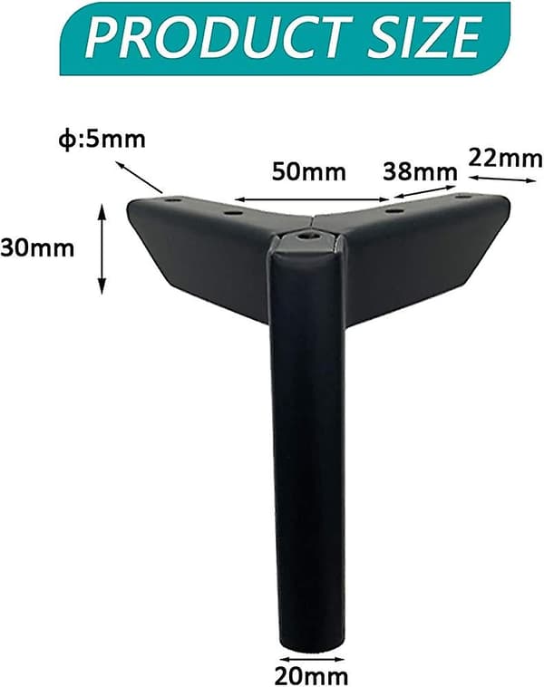 4 stk. sorte møbelfødder, Xqday 6\"/12 cm møbelfødder metal skabsfødder gør-det-selv bord gave