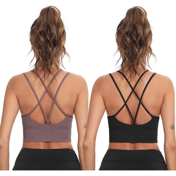 Sport-bh för kvinnor med korsad rygg för träning Sexiga toppar med remmar för yoga löpning Fitness 1-5-pack