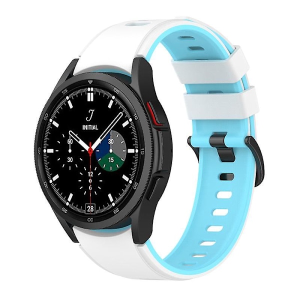 Kaksivärinen silikoniranneke Galaxy Watch4/5/6 40mm 44mm/Watch6 Classic 43mm 47mm/Watch 5 Pro 45mm White Sky Blue