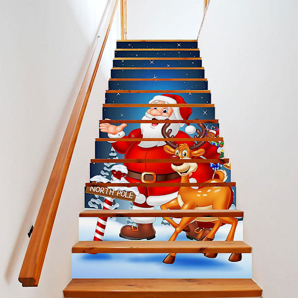 3D Selvklebende Trappetrinn Klistremerker 39.3\"x 7\" X 6 Stk. Jule Trappeklistremerke,c