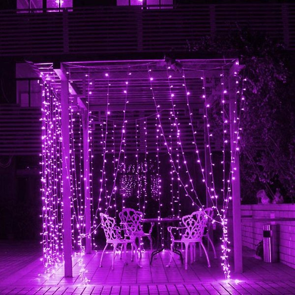 Led fönstergardin ljusslinga, inomhus utomhus bröllopsfest dekoration Purple 6*0.5