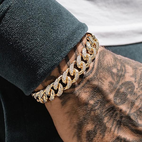 Cuban Links Kæde 13mm Iced Out Cuban Link Halskæde Guld Sølvbelagt Halskæder Kæde Diamantkæde Hip Hop Smykker Gave