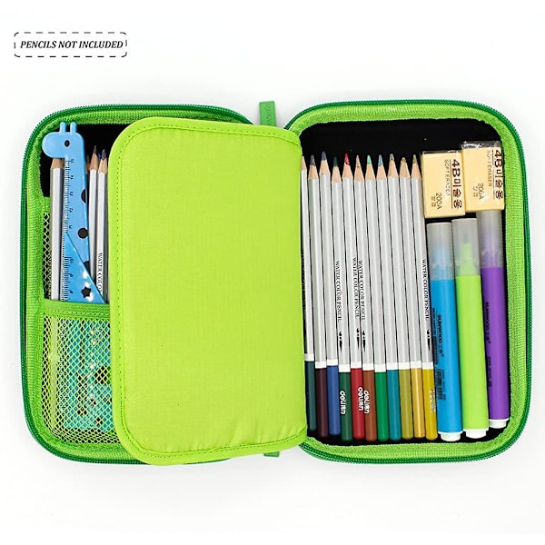 Grönt stort pennfodral för pojkar med fack Hardtop Kids Pen Bag
