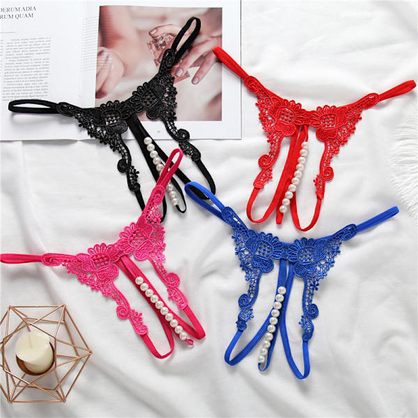 Blommiga G-String T-backs för Kvinnor Sexiga Rhinestones Mikro T-backs Underkläder Plus Storlek Byxor Låg Midja Sexig Tanga Knickers