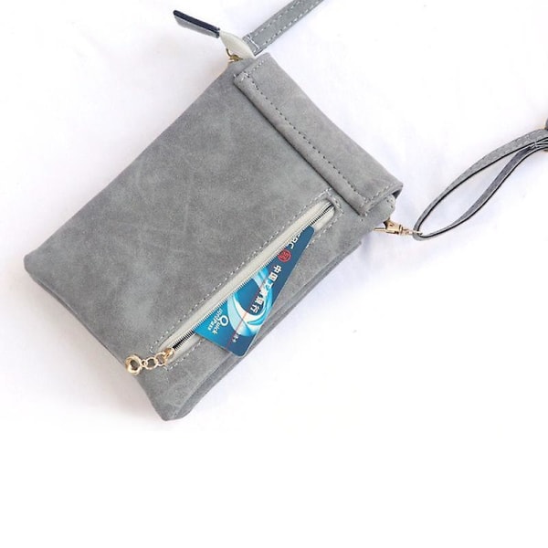 Retro PU Läder Crossbody Väska Liten Axelväska Telefon Förvaringspåse Resväska Grey Matte