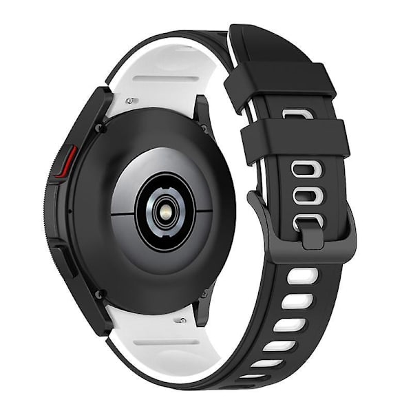 Kaksivärinen silikoniranneke Galaxy Watch4/5/6 40mm 44mm/Watch6 Classic 43mm 47mm/Watch 5 Pro 45mm Black White