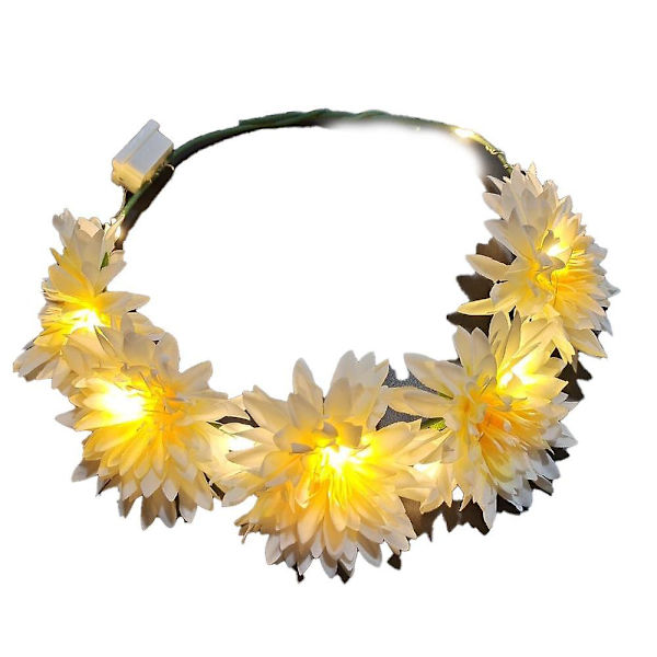 LED Blomsterkrone, Blomsterkrans Hodebånd Lysende LED Blomsterhodeplagg Blomsterhodebekledning shape2