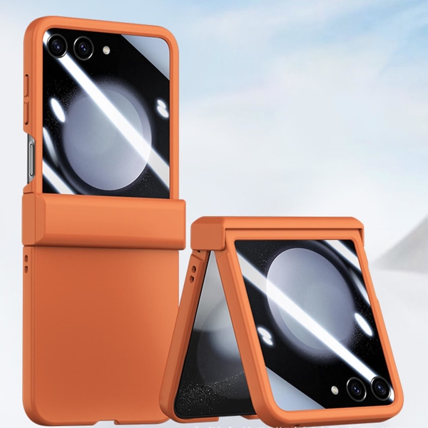 Z Flip 5 Case, Slim Pc Skin Feel Case för Samsung Galaxy Z Flip 5 med obehindrat skärmfönster och gångjärnsskydd Orange For Galaxy Z Flip 5