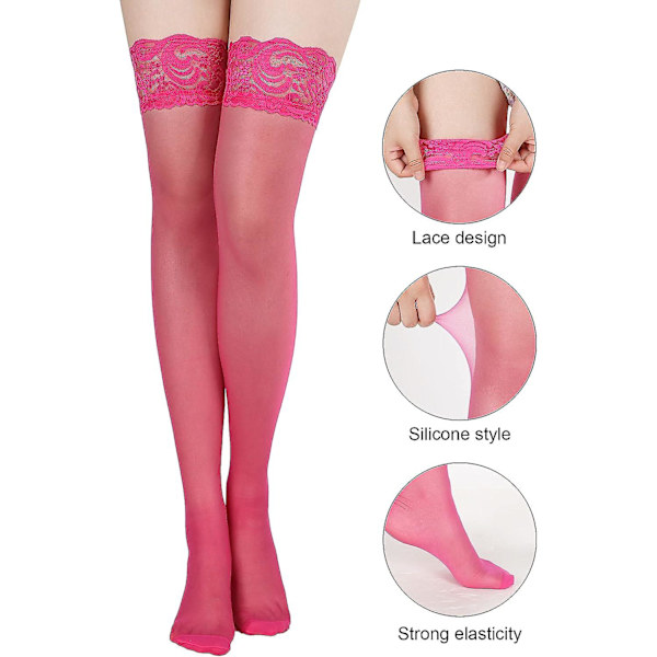 3 paria naisten reisiä myötäileviä sukkia, liukuesteiset silikonipitsisukat, silkkiä Rose Red Royal Blue M