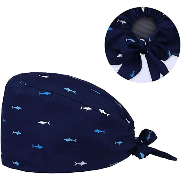 2 stk. Acsergery Kirurgisk Operationshue Absorberende Lægehue Bouffant Operationshue Bomulds Beanie Hue Fisk Gave