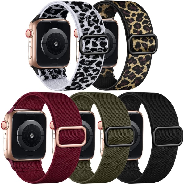 Stretchiga Solo Loop-band kompatibel med Apple Watch-band 38mm 40mm 41mm 42mm 44mm 45mm 49mm, justerbara flätade elastiska vävda nylonarmband AA002 38mm 40mm 41mm