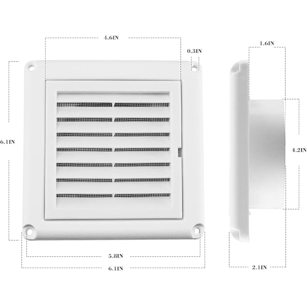 4\" Louvered Vent Cover Stoppar Fågelbon - Utomhus Torktumlare Avluftningsventilskydd (Vit)