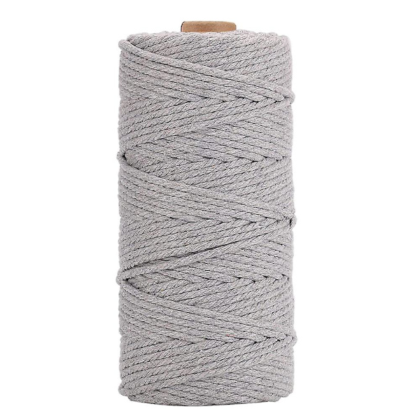 4mm*109 yards Snor, Bomuldssnor Farvet Enkeltrådet Snoet Snor Til DIY Håndværk Vægophæng, Planteophæng Light grey