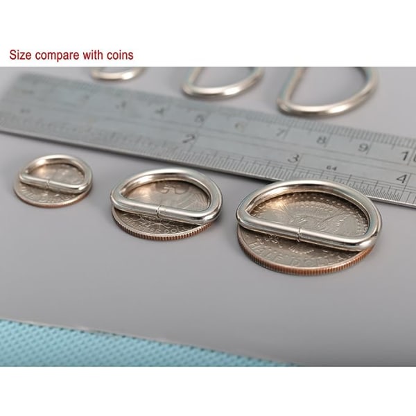 Metal D Ring 1 tomme Ikke Svejsede Nikkelbelagte Pakke med 101 (Stor) 3/4 inch(19mm)
