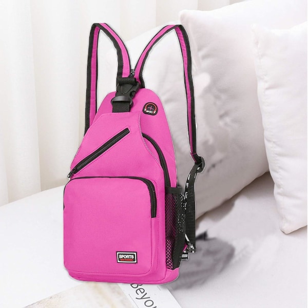 Naisten rintalaukku pieni reppu kuulokeaukolla tyttöjen olkalaukku Crossbody Sling Bag retkeilyyn pyöräilyyn telttailuun kestävä polyesteri-violetti