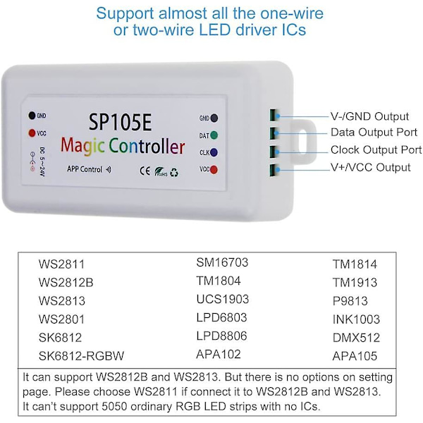 Magic Dream Color Ios Android Bluetooth LED Lyskontroller For Ws2811 Etc