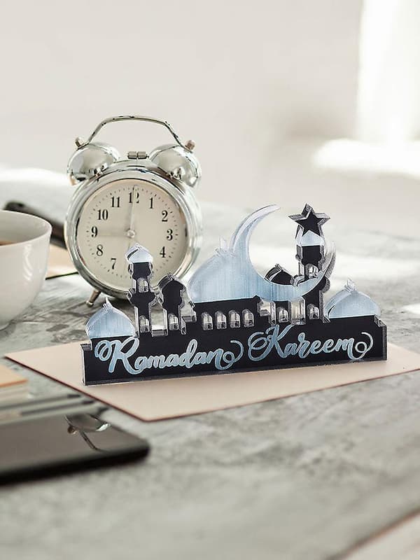 100% Helt Ny Borddekorasjon Islamsk Ornament Eid Mubara Lanterne Stue Soverom silver