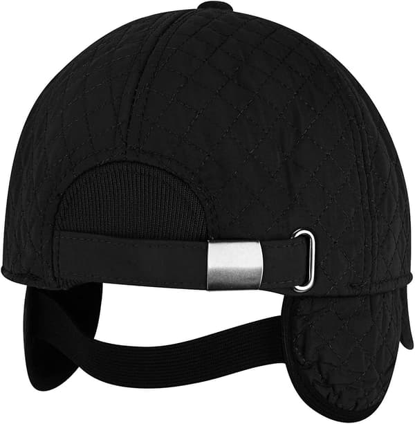 Vinter Baseball Mössa Med Öronlapp Trooper Trapper Mössa Bomber Mössa Termisk Ull Baseball Kepssport Mössa Utomhus Black