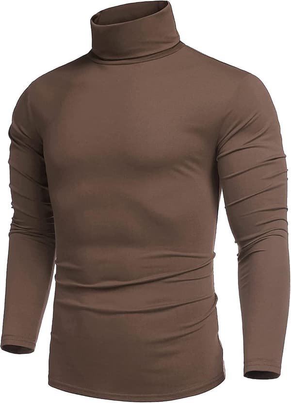 Turtlenecktröja för män, slim fit, långärmad
