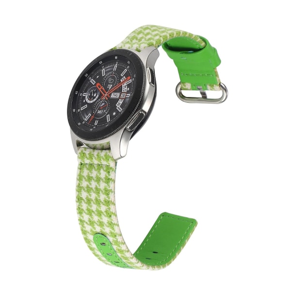 Nylon tyg läder klockarmband för Samsung Galaxy Watch 5 40mm/44mm /Watch 5 Pro 45mm, oval spänne Green  Yellow Plaid