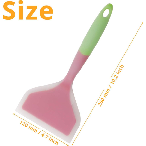 Silikone Spatel Pandekager Skovl Omelet Spatel Vender Til Æg Fisk Pandekage Pizza Og Bøf Bred Blød Pizza Skovl Non-stick Varmebestandig Køkken Pink * Green Large