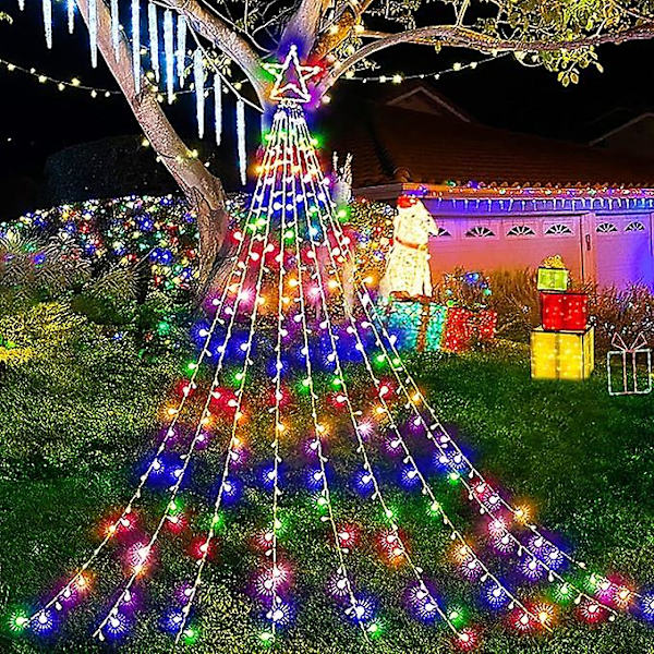Utendørs Juledekorasjoner Fosselys 350 LED 8 Moduser Trelys Gave, Plugg inn Klar Ledning Vanntett Uteplass Lysdekor for Hjem Juletre Vi