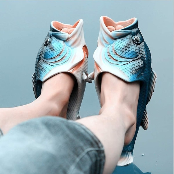 Fiskeslippers Strandsko Skridsikre Sandaler Kreative Fiskeslippers Herre Og Dame Fritidssko Blue EU28*29