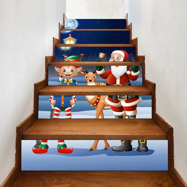 3D Selvklebende Trappetrinn Klistremerker 39.3\"x 7\" X 6 Stk. Jule Trappeklistremerke, b