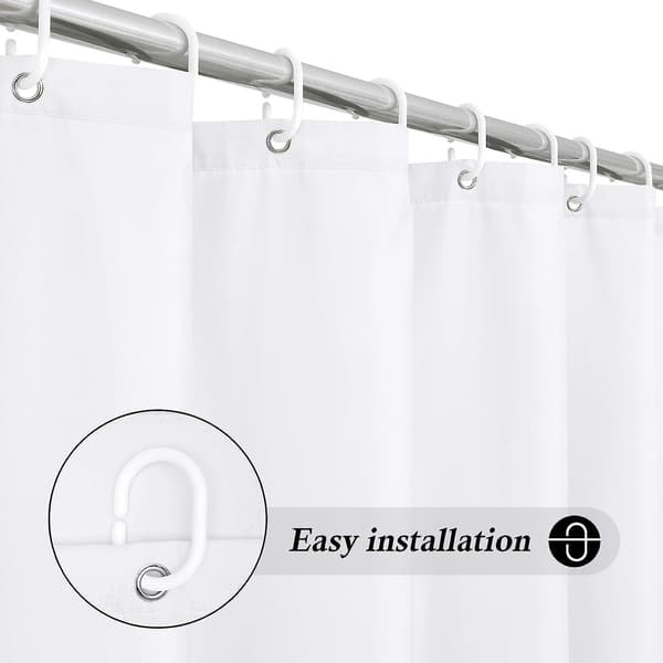 Vita duschdraperier, mögelbeständiga och mögelresistenta extra långa duschdraperifoder 180 x 180 cm, polyester