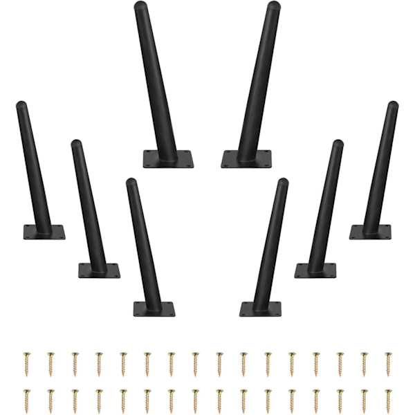 16 Tommers Bordben Skrå Møbelben Sett med 4 Metallbordben Moderne Stil Sofaben Stolben Kraftige Sofa Erstatningsføtter For Sofa, Nattbord Black 10 Inch   25 cm(8 PCS)
