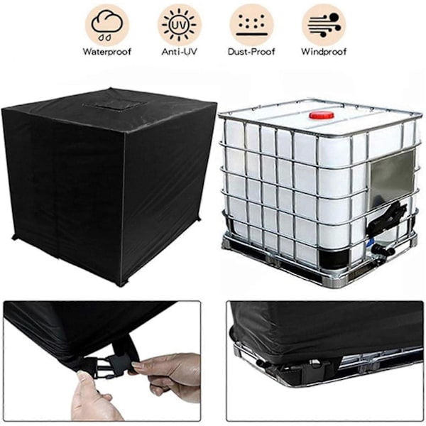 IBC Tote Cover 1000L Regn IBC Tank Cover med Lynlås Udendørs Regnvandssystem Container Cover 210D Solskærm til Beskyttelse af Tank mod Skadelig UV R