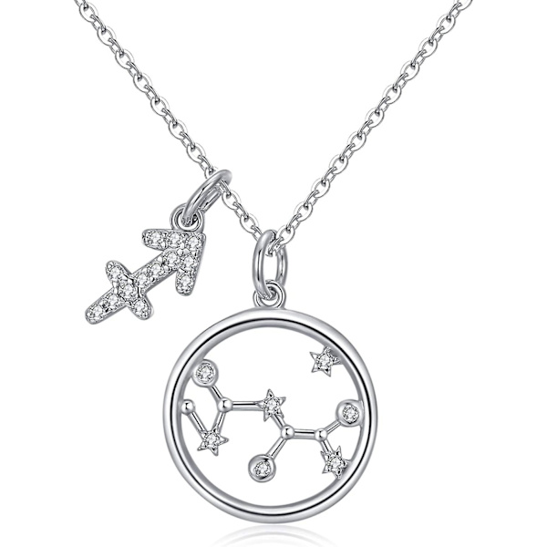 Horoskooppiriipus Horoskooppikaulakoru - 925 Sterlinghopea Cz Astrologinen Kaulakoru