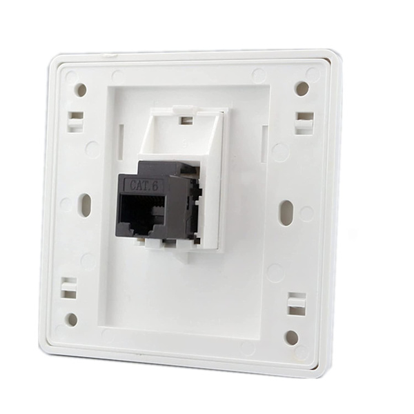 Hon till Hon Cat6 Gigabit Dubbel Pass Nätverksvägguttag Rj45 Lan Internet Frontplatta Rak Ström, 86x86mm(lanx1)