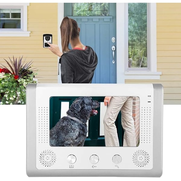 7 tommer Video Dørtelefon, Kablet Vandtæt Video Dørtelefon System, IR Kamera Monitor Dørtelefon 110-240V til 1-Familie Hus