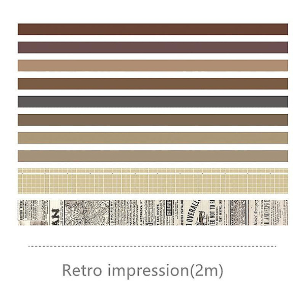 Washi Tape Set 10 rullar Dekorativ maskeringstejp i papper för konst, gör-det-själv-hantverk, tidskrifter, planerare, klippbok, present Retro Impression(2m)