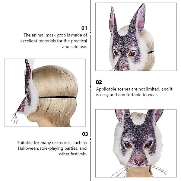 Halloween Kanin Maske Kanin Øre Ansigtsdækning Skjold Foto Rekvisit Til Halloween Maskerade