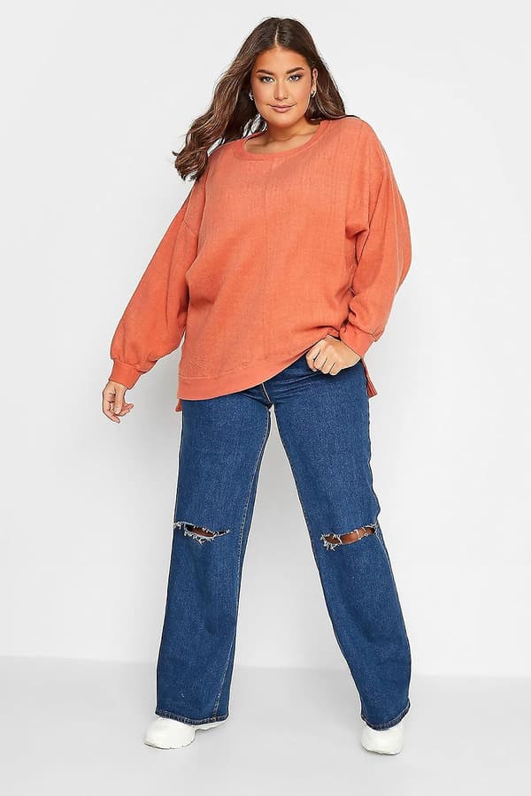 Mokkabrun Fleece Sweatshirt til Kvinder Plus Size Curve