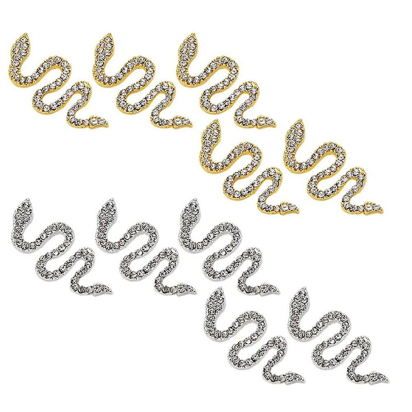 Käärmeenmuotoinen kynsikoru strasseilla, tee-se-itse askarteluun ja kynsitaiteen koristeluun Gold*Silver
