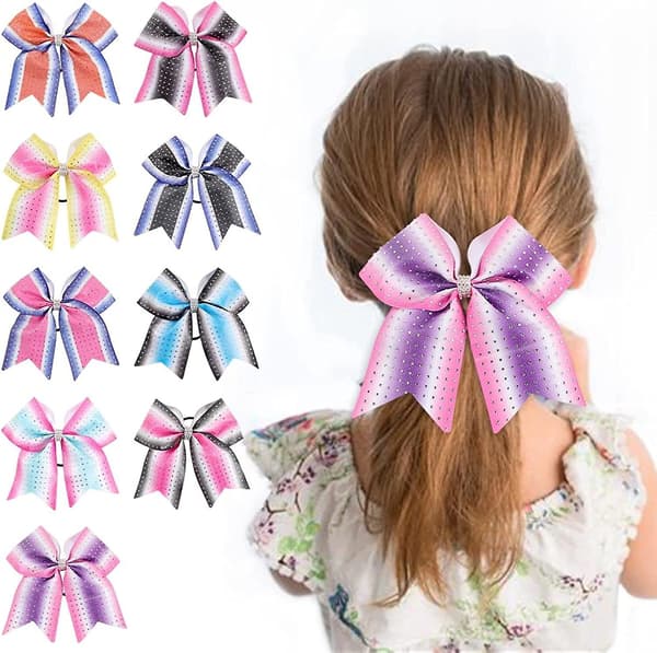 7.5 tum Gradient Diamant Jubelbågar Ponytail Elastisk Hårband Grosgrain 2