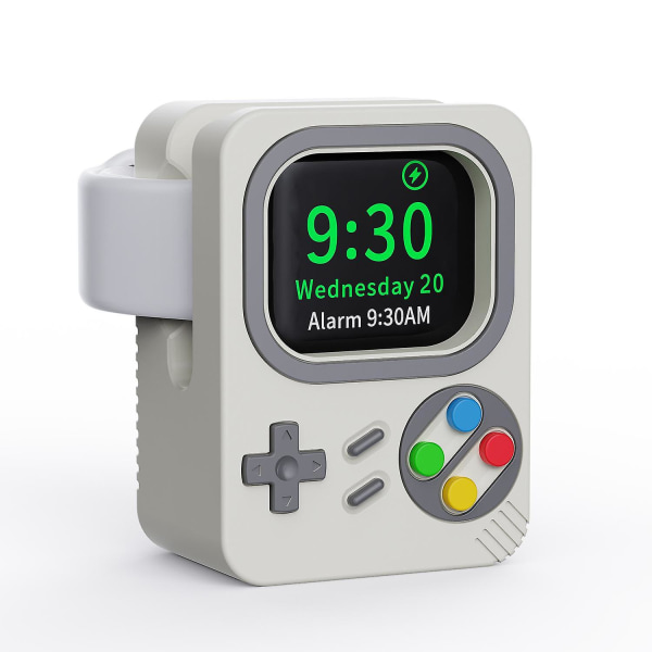 Watch för Apple Watch, Retro Spelkonsol Design Silikon Laddningsställ Hållare White