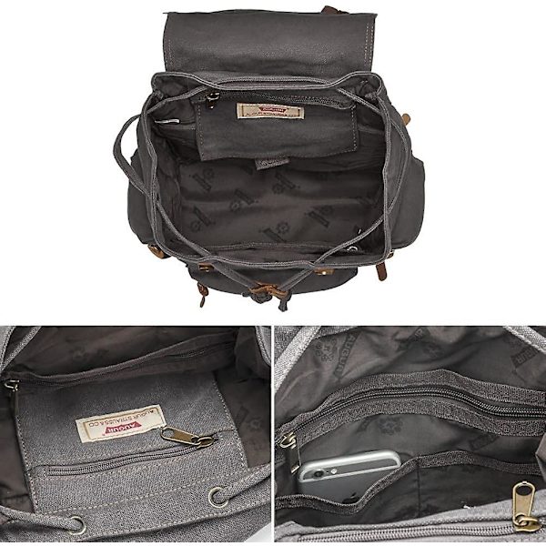 Canvas Rygsæk 15l Casual Dagstursrygsæk, 42 Cm, 15 Liter