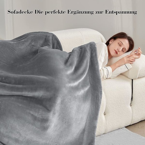 Tæppe 130x160cm. 550gsm Tykt Tæppe. Sherpa Fleece Tæppe. Varmt Og Hyggeligt Tæppe. Super Blødt Og Fluffy Tæppe. Grå