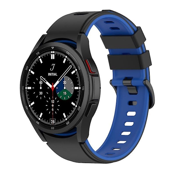 Kaksivärinen silikoniranneke Galaxy Watch4/5/6 40mm 44mm/Watch6 Classic 43mm 47mm/Watch 5 Pro 45mm Black Blue