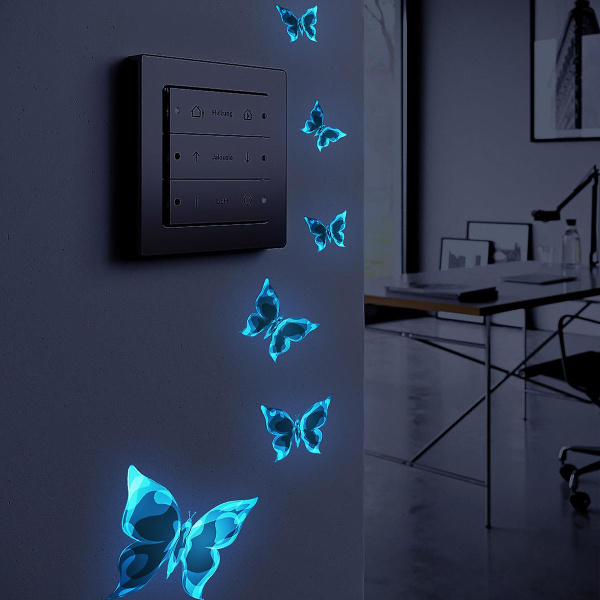 6 st Luminous Butterfly Väggdekaler Färgglada Väggkonst Butterfly Decor Diy Glow In The Dark Väggdekaler För Barn Flickor Sovrum Badrum Blå