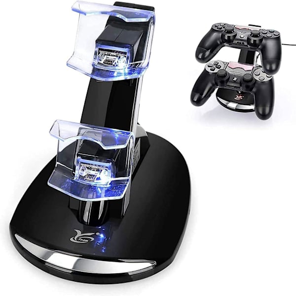 Ps4-kontrollerladdare, Playstation 4 / Ps4 / Ps4 Pro / Ps4 Slim-kontrollerladdare, laddningsdockningsstation, dubbla USB-snabbladdningsstation och Le
